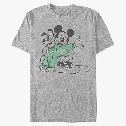 T-shirt Merch Disney Mickey Classic - Sweater Pals Unisex T-Shirt Heather Grey