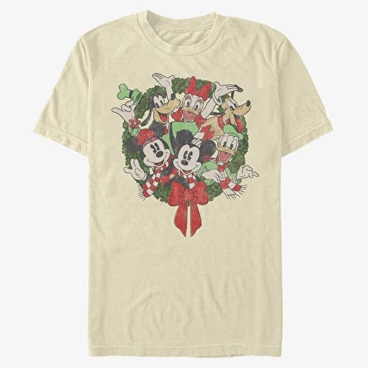 T-shirt Merch Disney Mickey Classic - Mickey Friends Wreath Unisex T-Shirt Natural