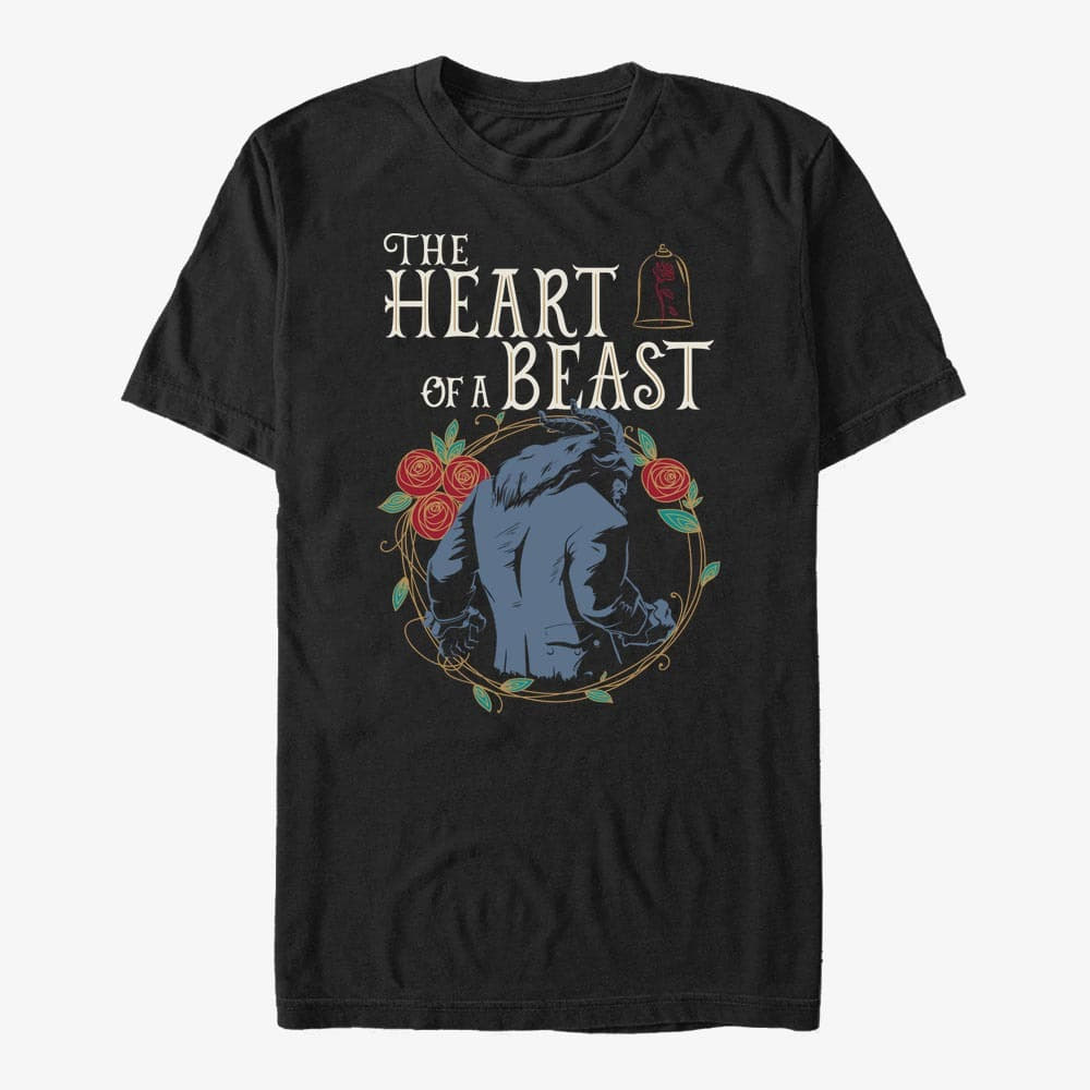 Marškinėliai Merch Disney The Beauty And The Beast - HEART OF A BEAST Unisex T-Shirt Black