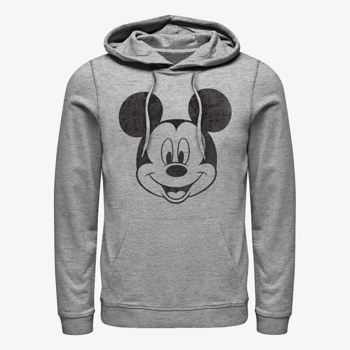 Sweaters Merch Disney Classic Mickey Mickey Face Unisex Hoodie Heather Grey Queens