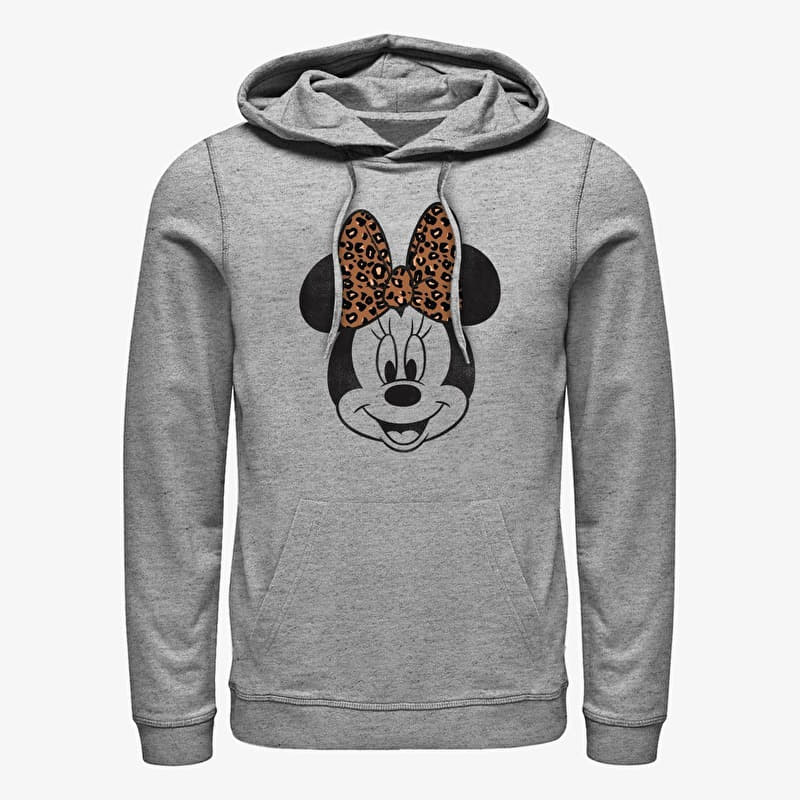 Sweatshirt Merch Disney Mickey Classic - Modern Minnie Face Leopard Unisex Hoodie Heather Grey