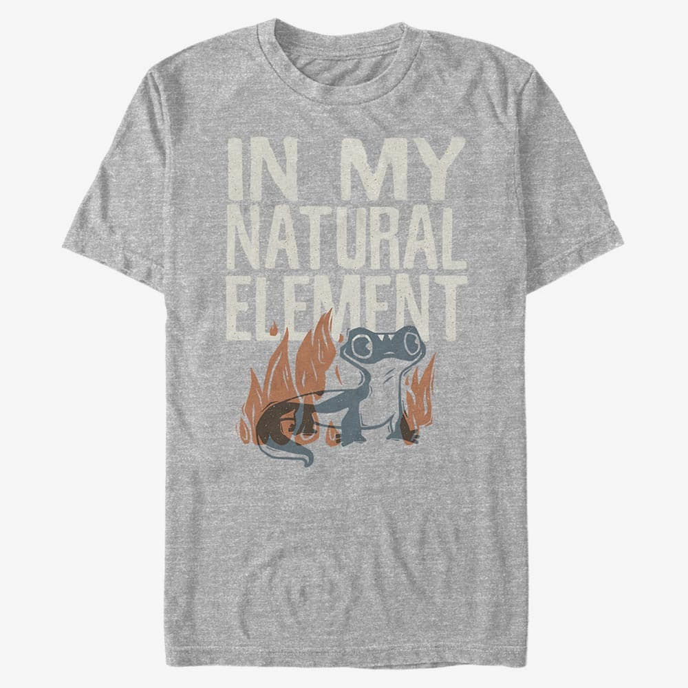 Tričká Merch Disney Frozen 2 - Salamander Woodcut Unisex T-Shirt Heather Grey