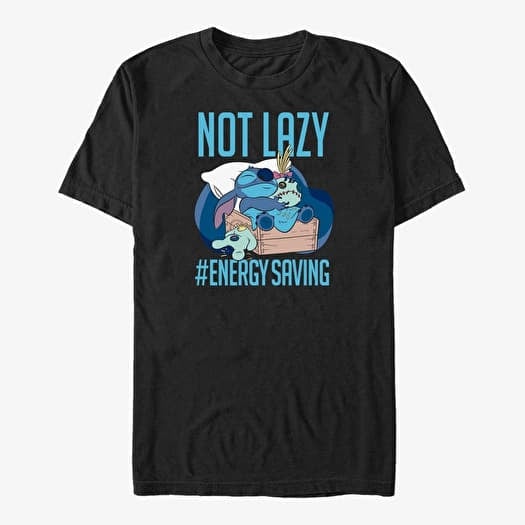 Tričko Merch Disney Lilo & Stitch - Lazy Energy Unisex T-Shirt Black