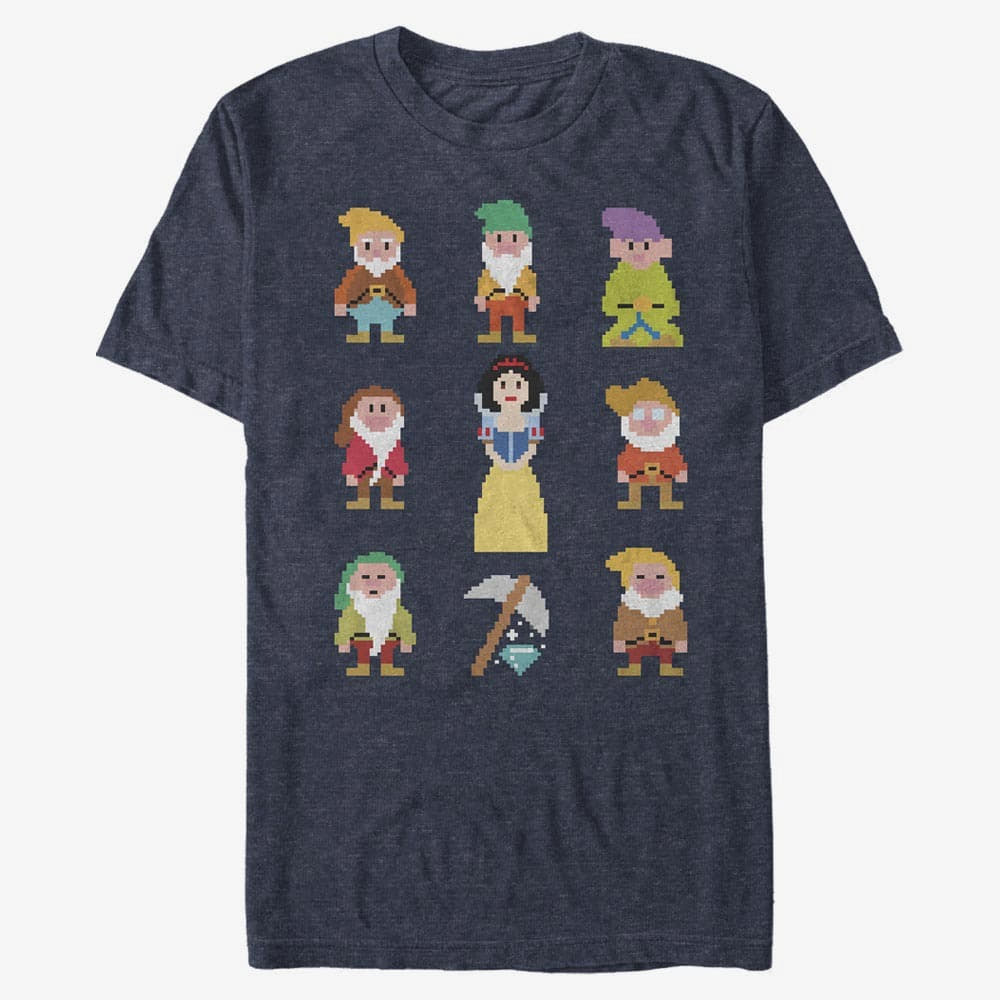 T-shirts Merch Disney Snow White - Pixel Dwarf Unisex T-Shirt Navy Blue