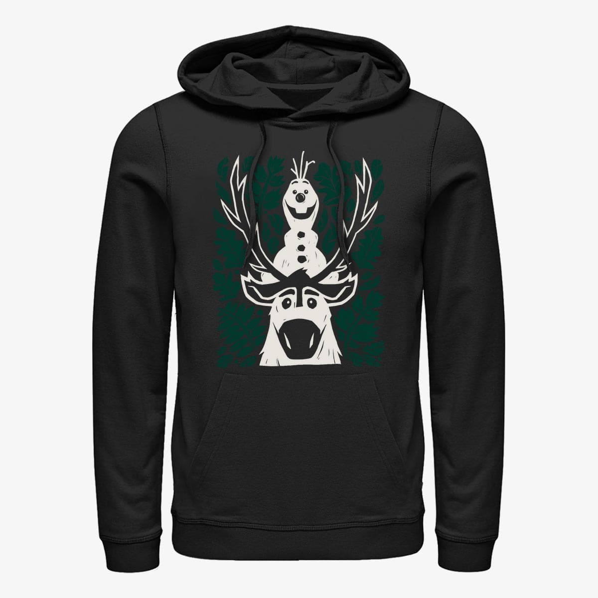 Dukserice Merch Disney Frozen 2 - Olaf Sven Leaves Unisex Hoodie Black