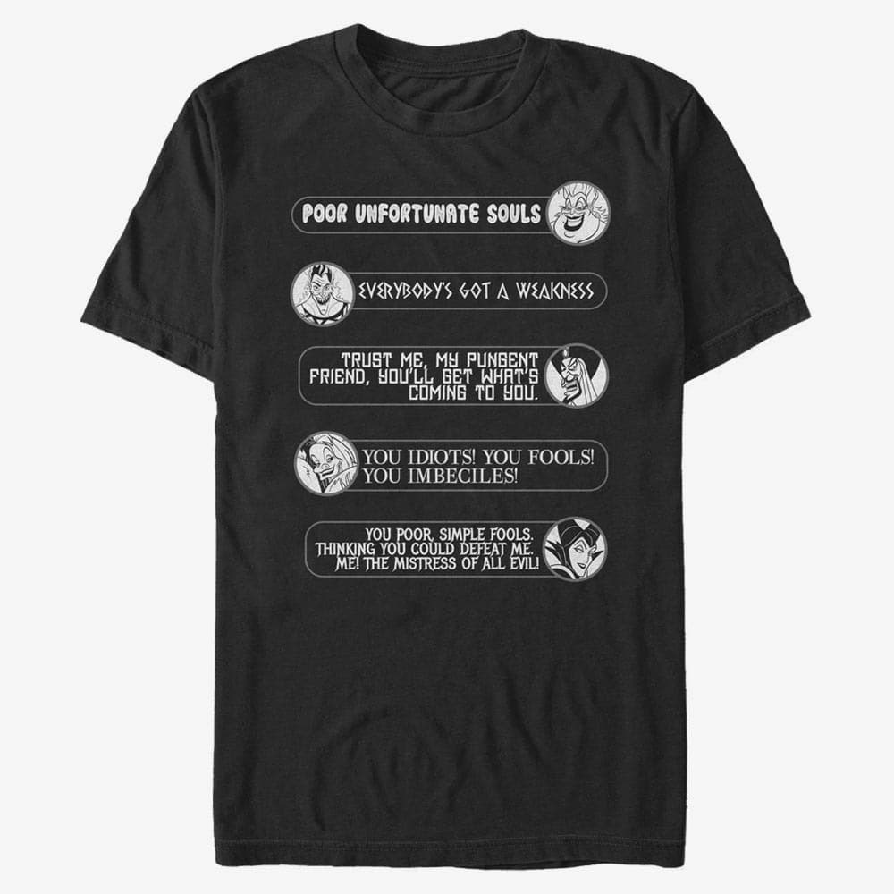 majice kratkih rukava Merch Disney Villains - Villain Quotes Unisex T-Shirt Black