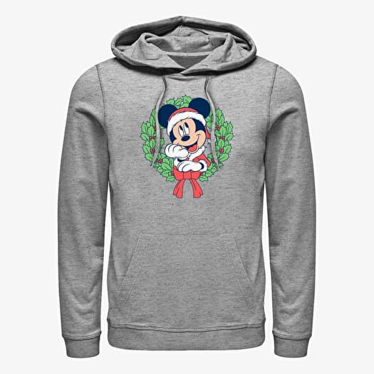 Bluza Merch Disney Mickey & Friends - MICKEY CHRISTMAS WREATH Unisex Hoodie Heather Grey