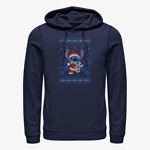 Hanorac Merch Disney Lilo & Stitch - Holiday Stitch Unisex Hoodie Navy Blue