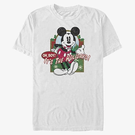 T-shirt Merch Disney Mickey Classic - Vintage Holiday Mickey Unisex T-Shirt White