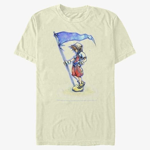 Póló Merch Disney Kingdom Hearts - Sora With Flag Unisex T-Shirt Natural