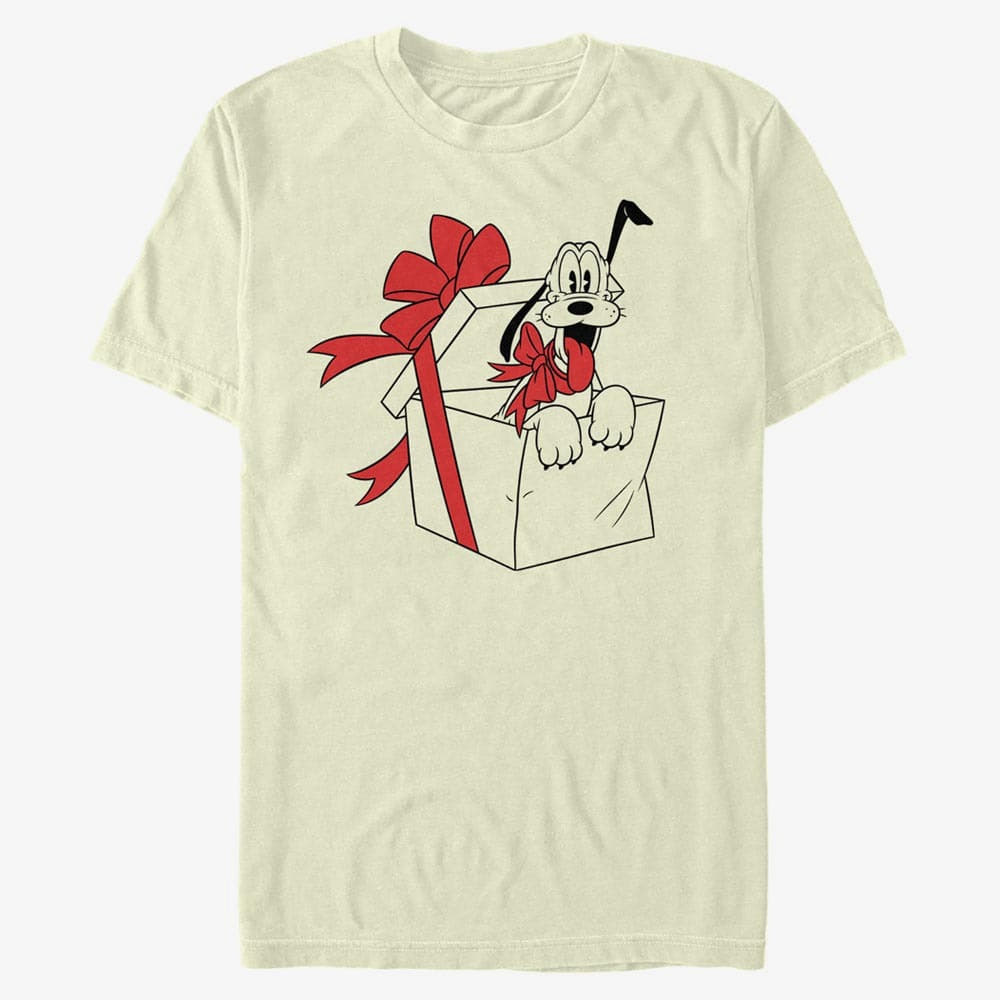 Trička Merch Disney Mickey Classic - Pluto Present Fill Unisex T-Shirt Natural