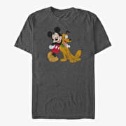 Merch Disney Mickey And Friends - Mickey and Pluto Unisex T-Shirt Dark Heather Grey