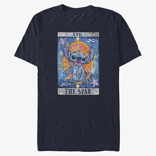 T-shirt Merch Disney Lilo & Stitch - STITCH TAROT Unisex T-Shirt Navy Blue