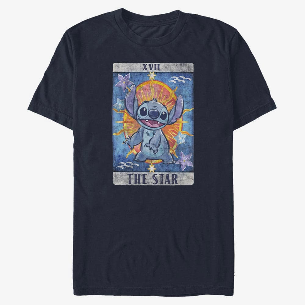 T-Shirts Merch Disney Lilo & Stitch - STITCH TAROT Unisex T-Shirt Navy Blue