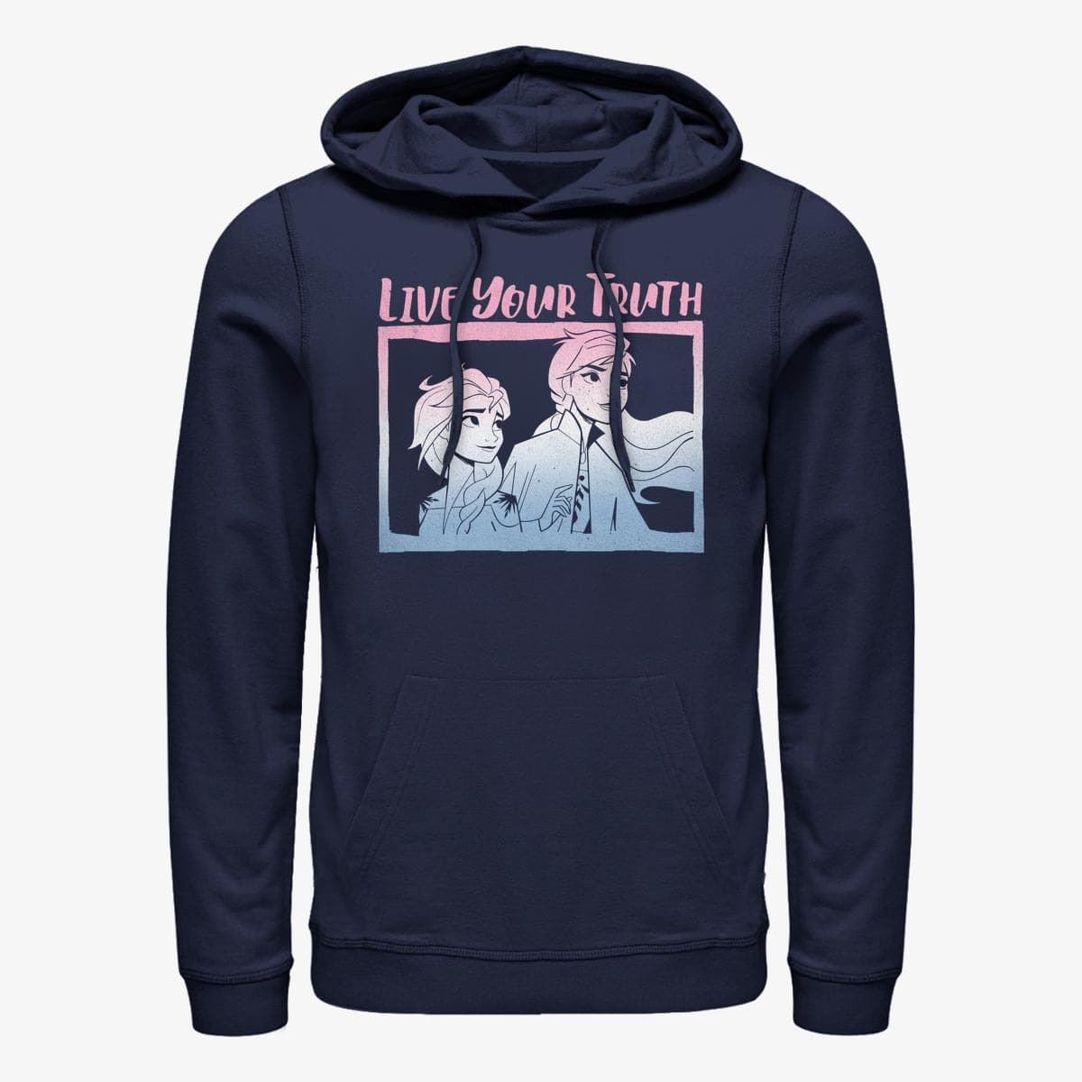 Dukserice Merch Disney Frozen 2 - LIVE YOUR TRUTH Unisex Hoodie Navy Blue
