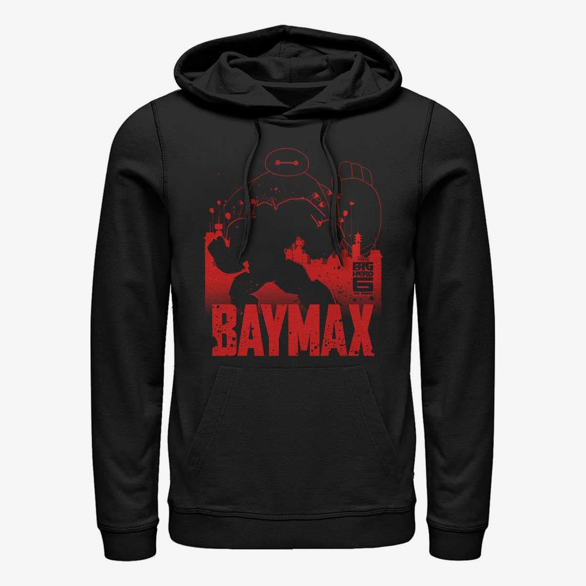 Mikiny Merch Disney Big Hero 6 Series - Baymax Sil Unisex Hoodie Black