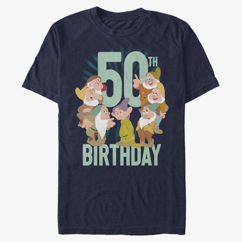 T-Shirts Merch Disney Snow White - Dwarves Fifty Bday Unisex T-Shirt Navy Blue