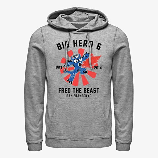 Mikina Merch Disney Big Hero 6 Movie - Fred Collegiate Unisex Hoodie Heather Grey