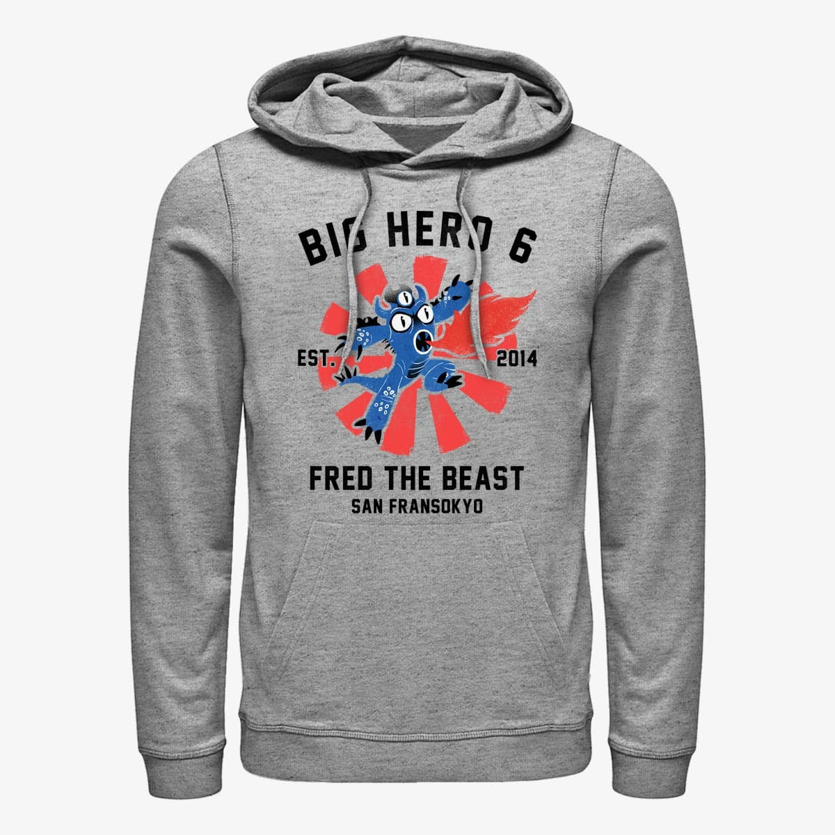 Sweatshirts Merch Disney Big Hero 6 Movie - Fred Collegiate Unisex Hoodie Heather Grey