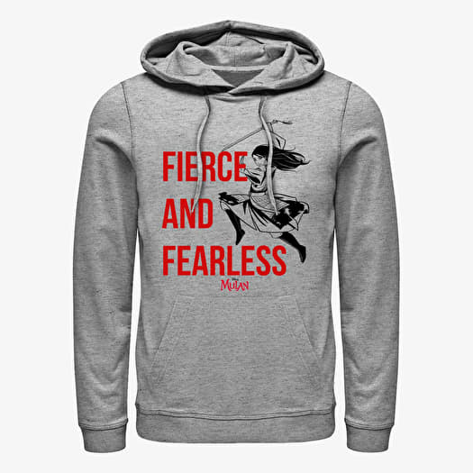 Džemperis Merch Disney Mulan: Live Action - Fierce and Fearless Unisex Hoodie Heather Grey