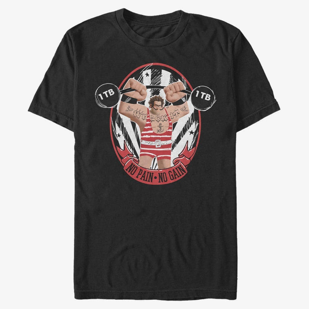 majice kratkih rukava Merch Disney Wreck-It Ralph 2 - No Pain No Gain Unisex T-Shirt Black