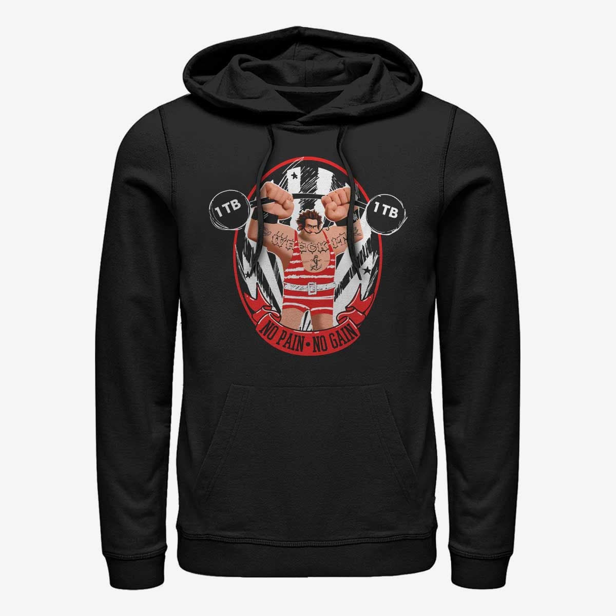 Pulóverek Merch Disney Wreck-It Ralph 2 - No Pain No Gain Unisex Hoodie Black