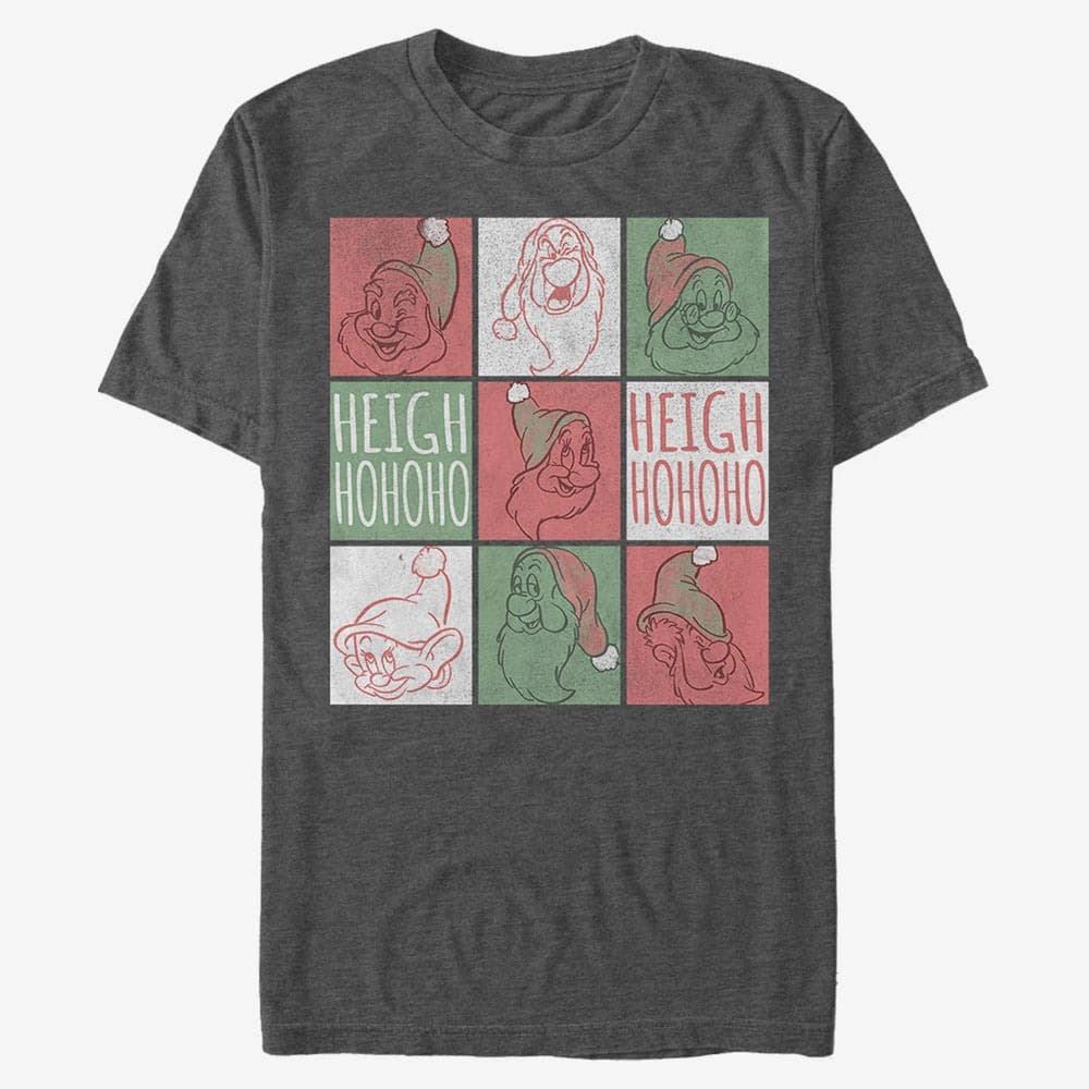 T-Shirts Merch Disney Snow White - Santa Squares Unisex T-Shirt Dark Heather Grey