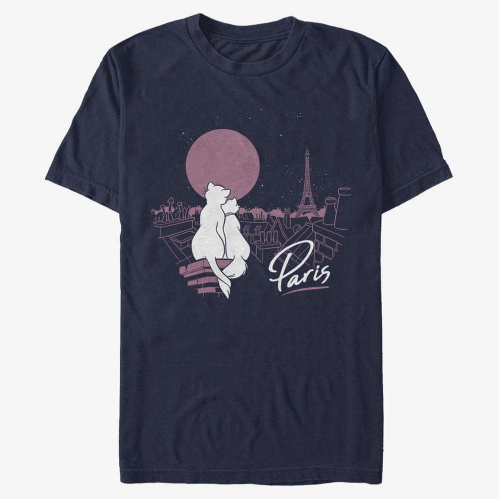 T-särgid Merch Disney The Aristocats - Together In Paris Unisex T-Shirt Navy Blue