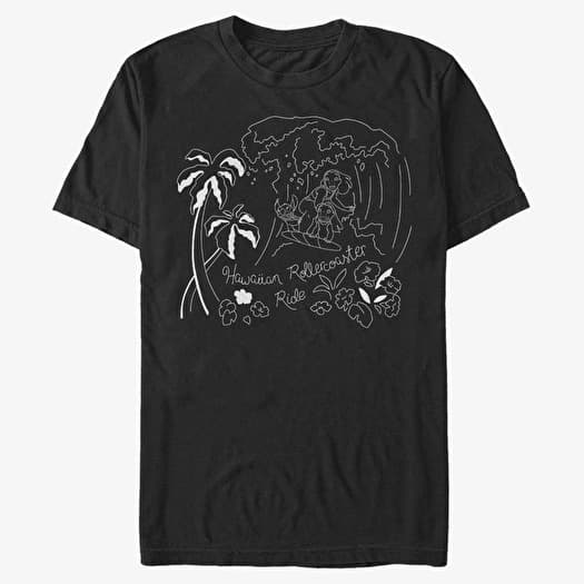 Merch Disney Lilo & Stitch - Stitch Surf Line Art Unisex T-Shirt Black