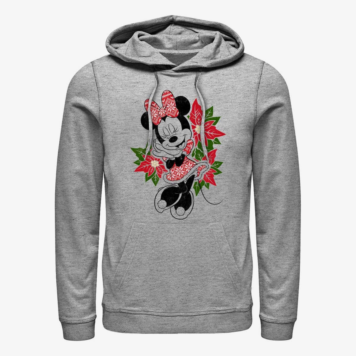 Dukserice Merch Disney Mickey Classic - Christmas Fairisle Minnie Unisex Hoodie Heather Grey
