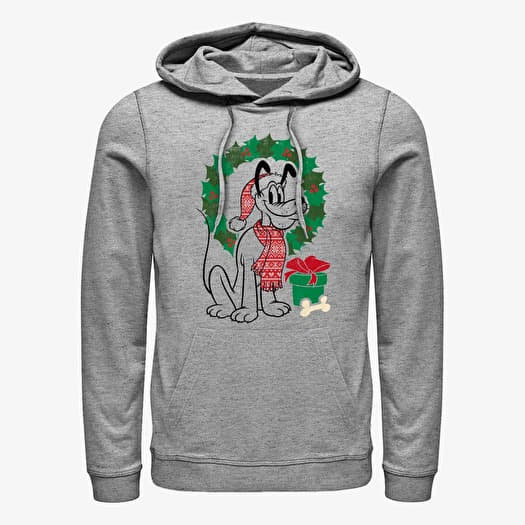 Mikina Merch Disney Mickey Classic - Christmas Fairisle Pluto Unisex Hoodie Heather Grey