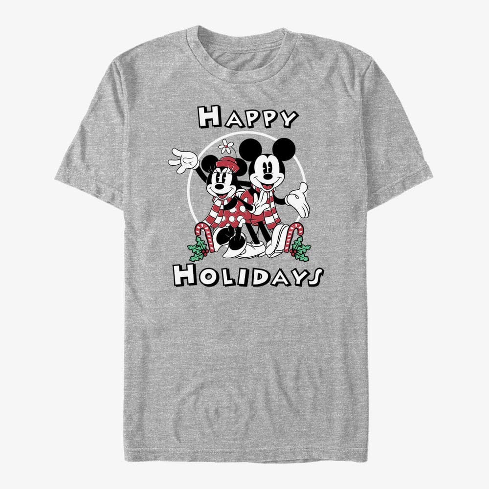 majice kratkih rukava Merch Disney Mickey Classic - Mickey & Minnie Holiday Unisex T-Shirt Heather Grey
