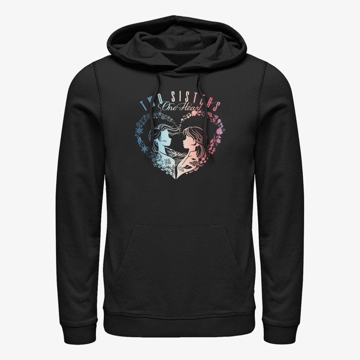 Dukserice Merch Disney Frozen 2 - Two Sisters One Heart Unisex Hoodie Black