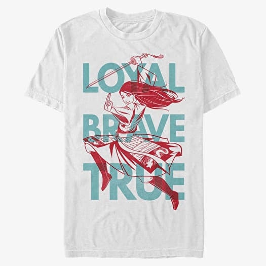 T-shirt Merch Disney Mulan: Live Action - LOYAL BRAVE TRUE Unisex T-Shirt White