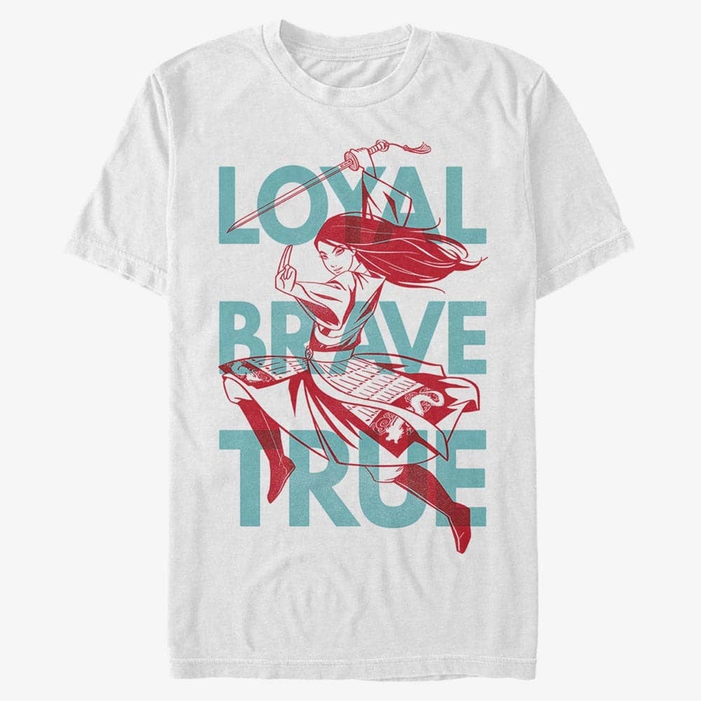 T-shirts Merch Disney Mulan: Live Action - LOYAL BRAVE TRUE Unisex T-Shirt White