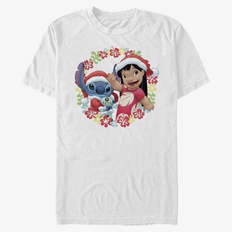 T-paita Merch Disney Lilo & Stitch - Lilo and Stitch Holiday Unisex T-Shirt White