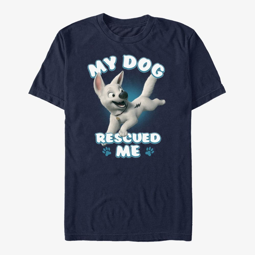 T-Shirts Merch Disney Bolt - Dog Rescued Me Unisex T-Shirt Navy Blue