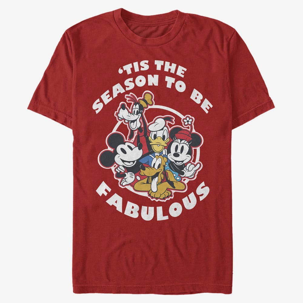 Trička Merch Disney Mickey Classic - Fabulous Holiday Unisex T-Shirt Red