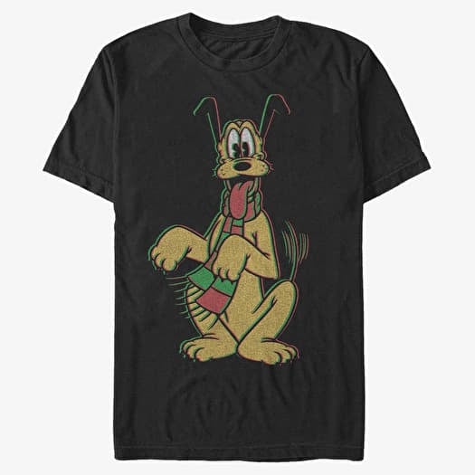 Tričko Merch Disney Mickey Classic - Pluto Holiday Colors Unisex T-Shirt Black