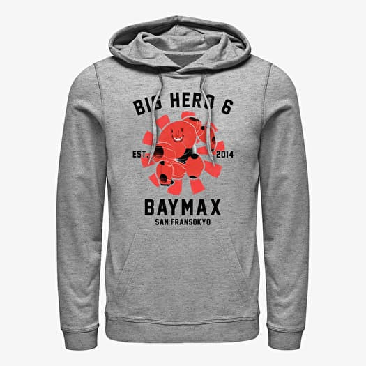 Mikina Merch Disney Big Hero 6 Movie - Baymax Collegiate Unisex Hoodie Heather Grey