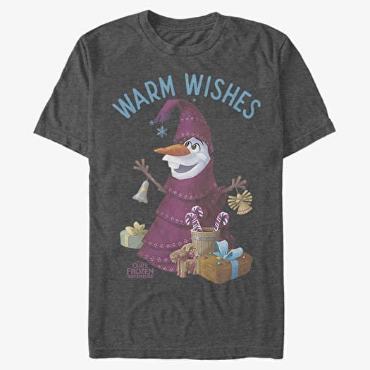 T-shirt Merch Disney Frozen - Olaf Wishes Unisex T-Shirt Dark Heather Grey