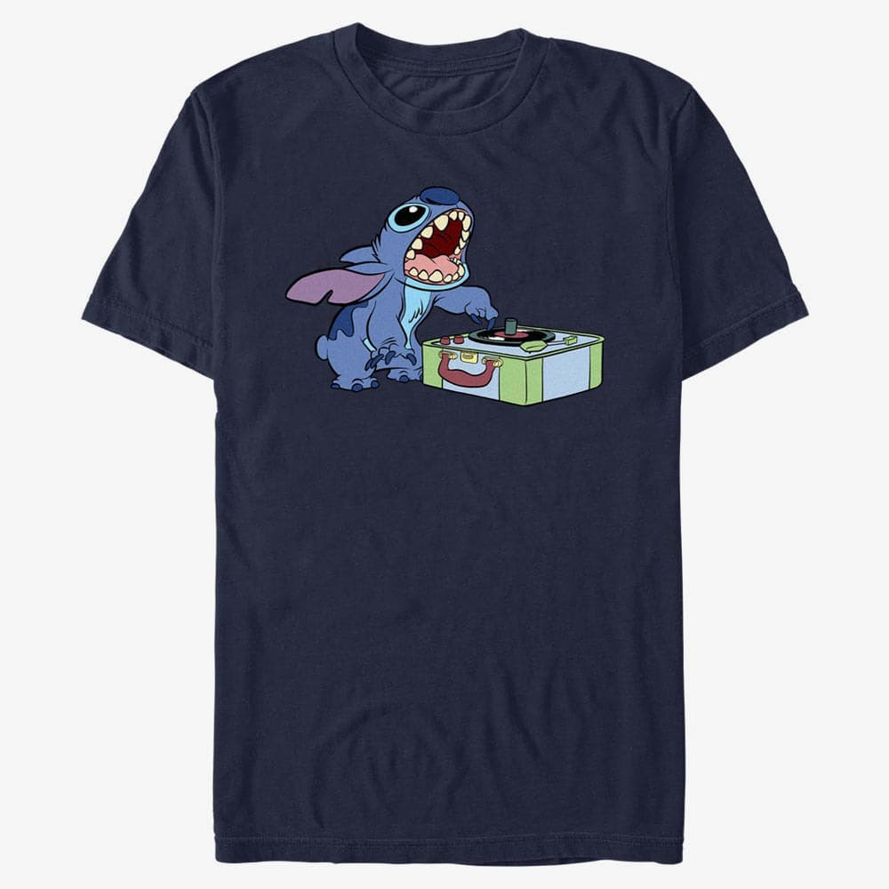 Koszulki Merch Disney Lilo & Stitch - DJ Stitch Unisex T-Shirt Navy Blue