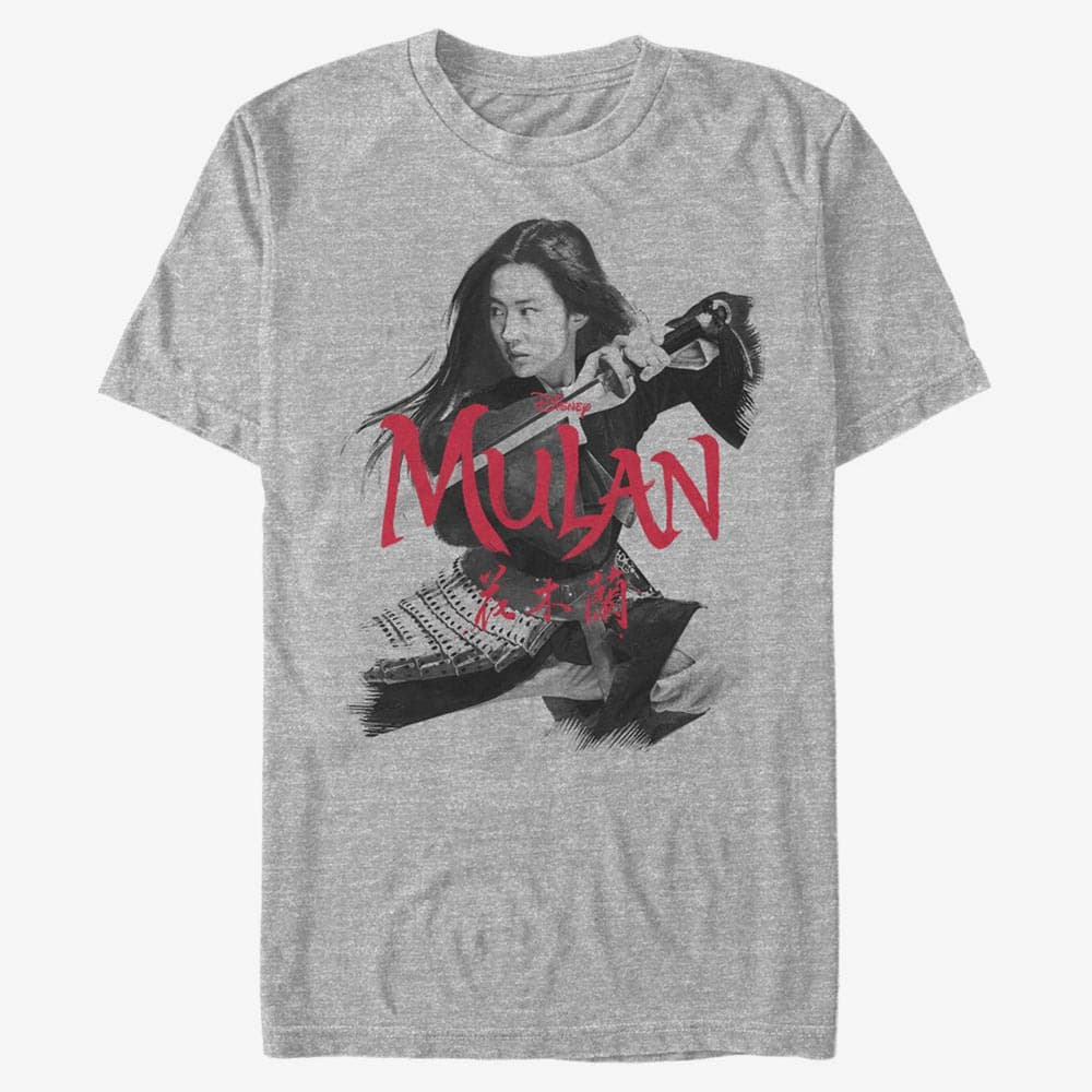 T-särgid Merch Disney Mulan: Live Action - Fighting Stance Unisex T-Shirt Heather Grey