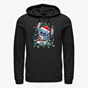 Merch Disney Lilo & Stitch - Stitch Xmas Lights Unisex Hoodie Black