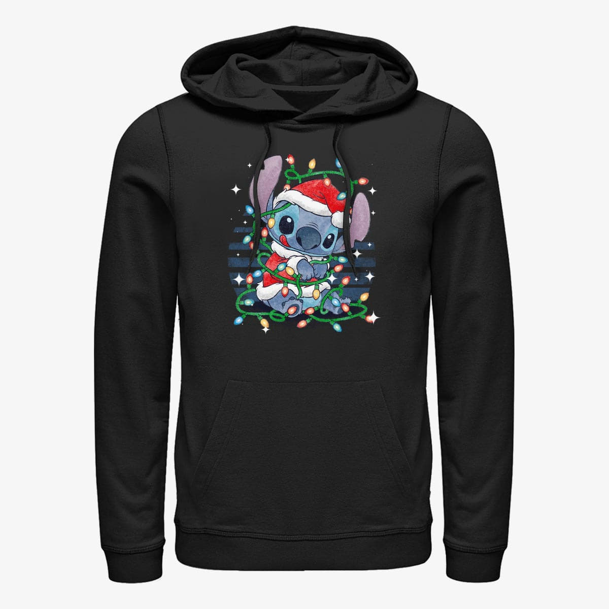 Kapuutsikud ja kampsunid Merch Disney Lilo & Stitch - Stitch Xmas Lights Unisex Hoodie Black