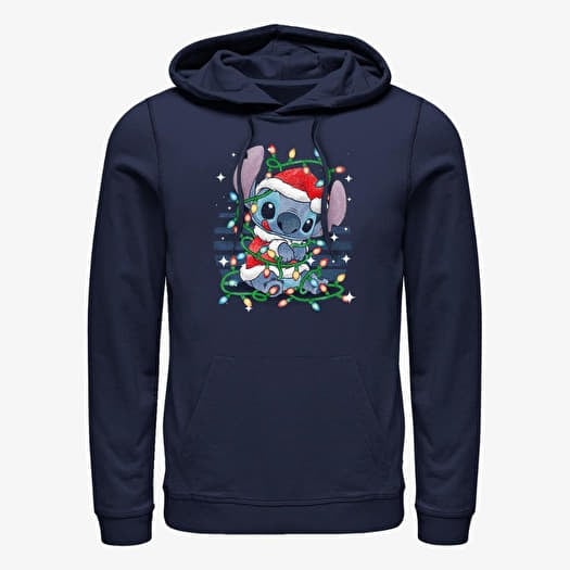 Sweatshirt Merch Disney Lilo & Stitch - Stitch Xmas Lights Unisex Hoodie Navy Blue