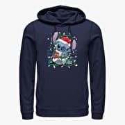 Merch Disney Lilo & Stitch - Stitch Xmas Lights Unisex Hoodie Navy Blue