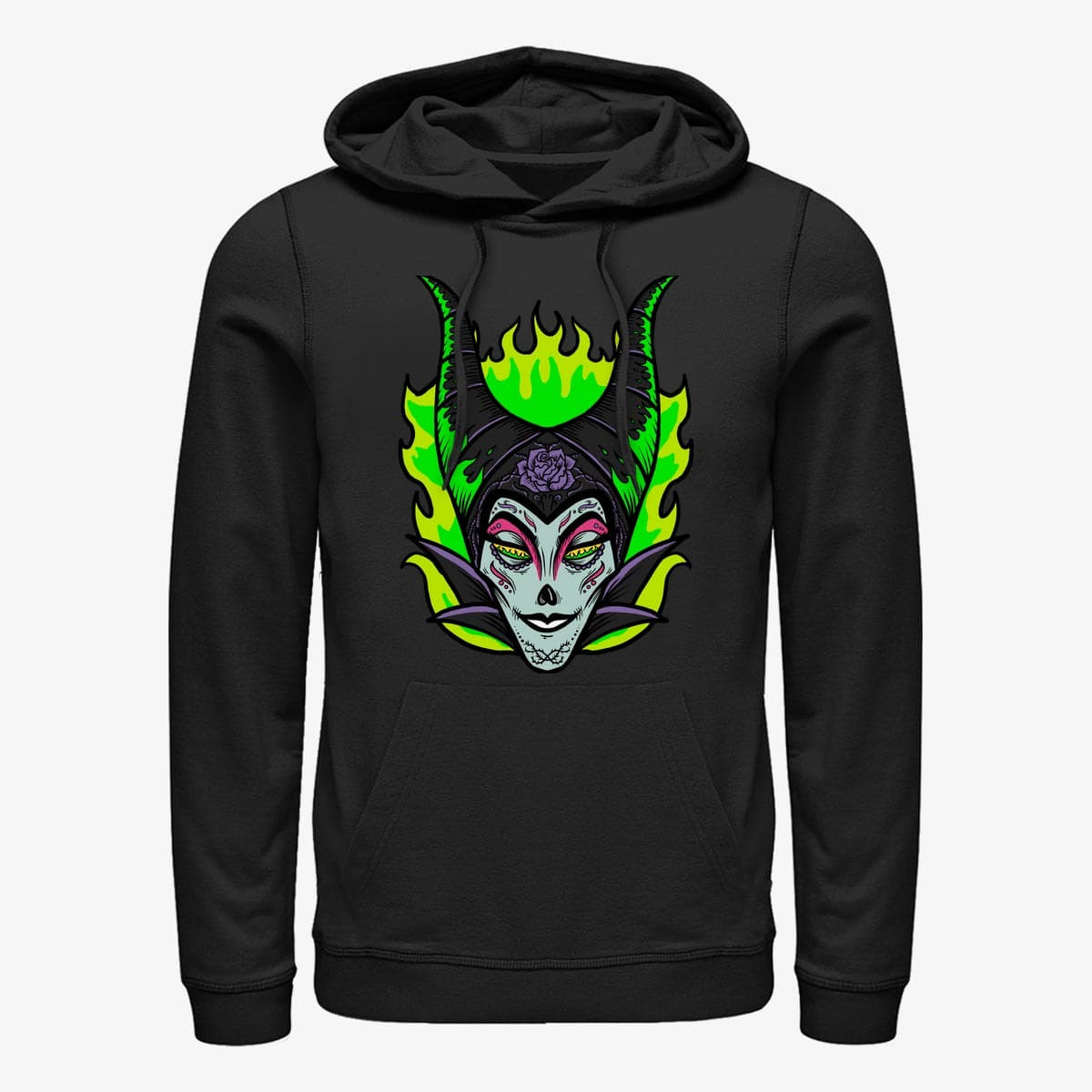 Mikiny Merch Disney Sleeping Beauty - Maleficent Sugar Skull Unisex Hoodie Black