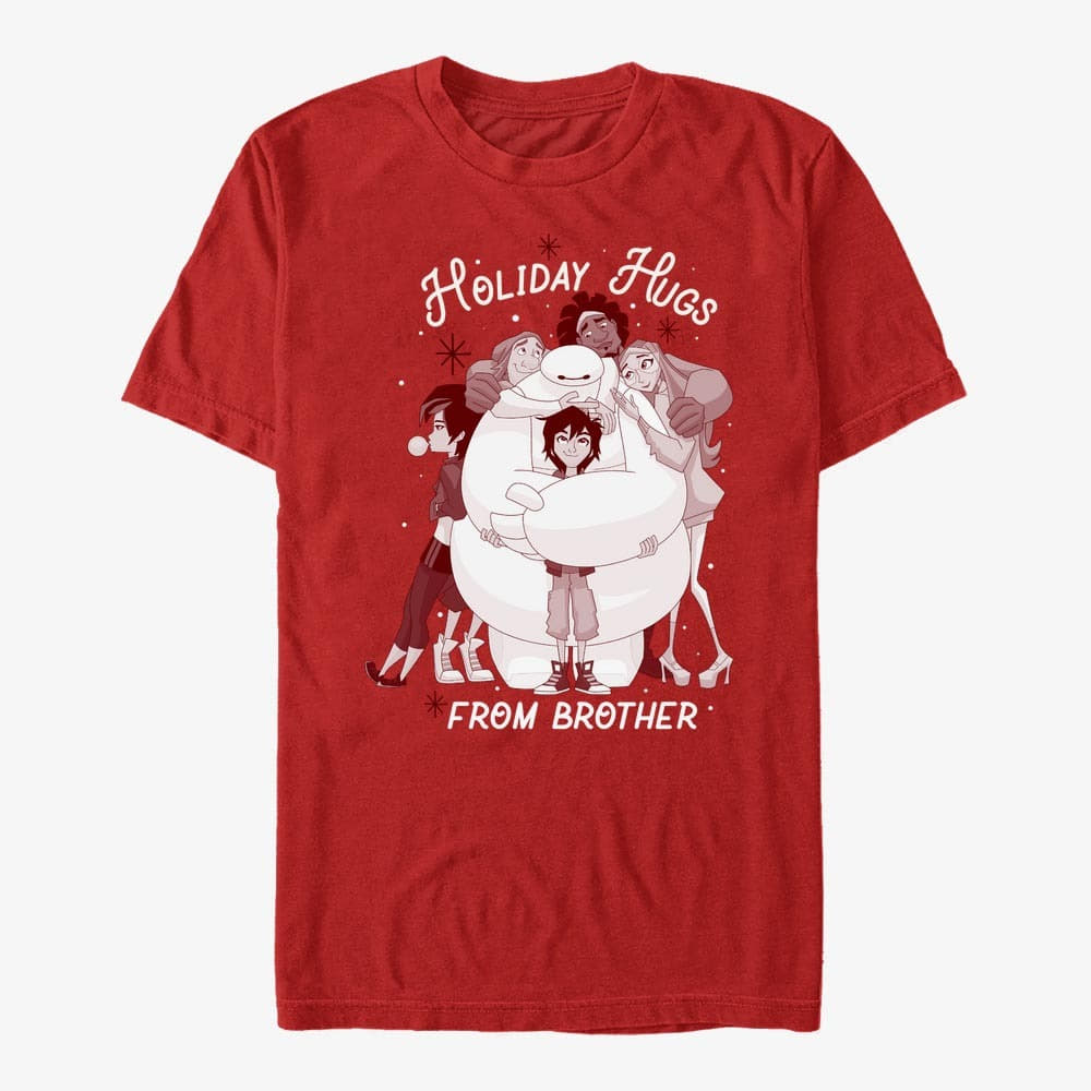 Trička Merch Disney Big Hero 6 Movie - Hug Brother Unisex T-Shirt Red