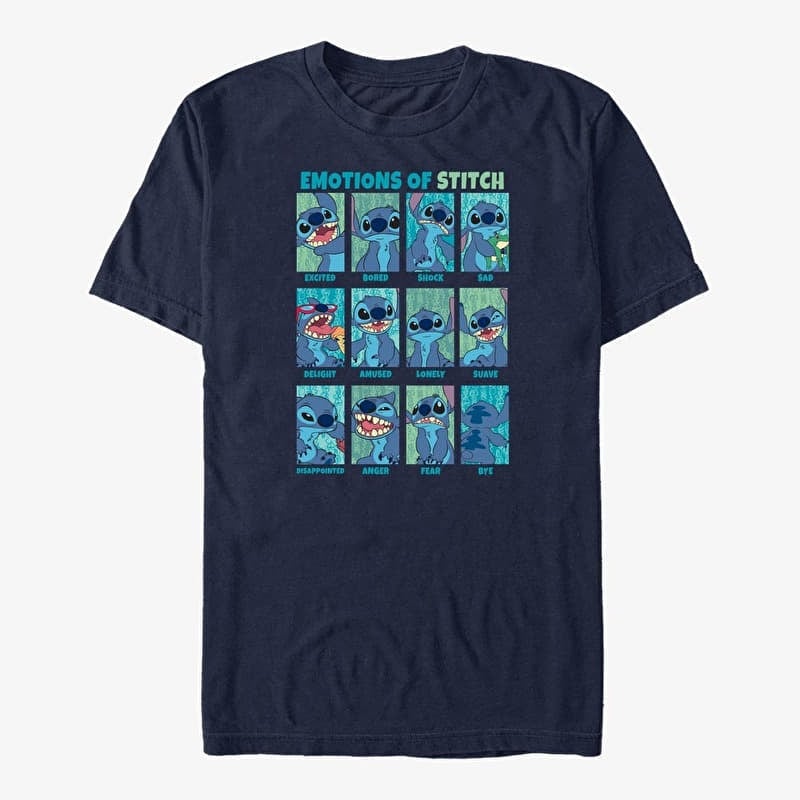 T-paita Merch Disney Lilo & Stitch - Stitch Emotion Unisex T-Shirt Navy Blue